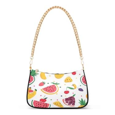 Imagem de CEBUGI Bolsas transversais femininas bolsa de ombro com estampa de frutas bolsa clutch elegante com alça de corrente
