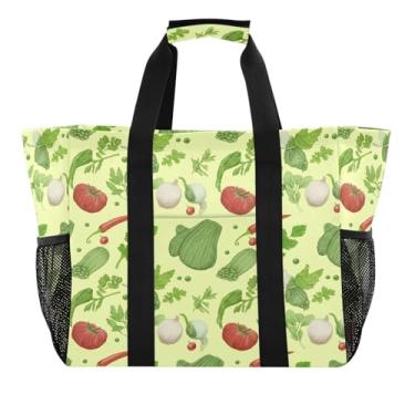 Imagem de Wassud Sacolas de compras reutilizáveis de vegetais e ervas grande bolsa organizadora de lona impermeável para praia, piquenique, lavanderia, viagem