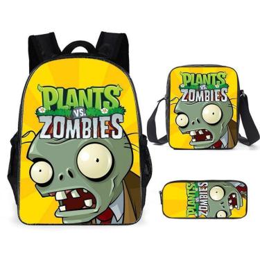 Imagem de Conjunto de mochilas Plants Zombies Cartoon Kids School 3 unidades