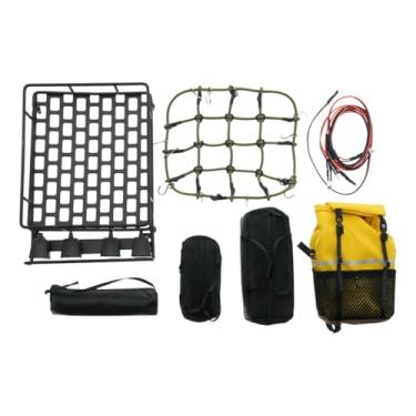 Imagem de MotiveTech Conjunto de Bagagem de Teto em Miniatura para Carro RC, Kit de Acessórios para Bagageiro de Teto com Rede de Malha Impermeável, Bolsas de Bagagem em M, Style C