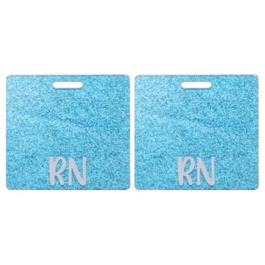 Imagem de PATIKIL Porta-cartões RN para crachá RN, 2 peças, porta-cartões de identificação com glitter, etiqueta de identificação de nome horizontal, acessórios para mulheres, colegas de trabalho, presentes de