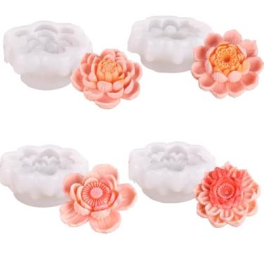 Imagem de Moldes de flores de silicone de grau alimentício, conjunto de decoração de bolo floral 3D, branco transparente, design de liberação fácil para assar, artesanato, fabricação de sabonete