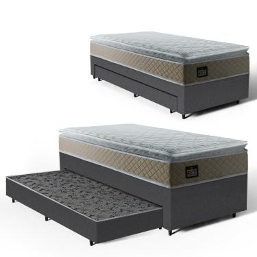 Imagem de Cama Box com Colchão de Espuma D45 Pillow Top Strong One Face + Auxiliar de Espuma Unique Solteiro 88cm