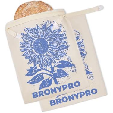 Imagem de BRONYPRO Sacos de pão de cera de abelha para pão caseiro, 2 pacotes reutilizáveis de cera de abelha e sacos de pão de linho, armazenamento grande de pão de 43 x 32 cm para guardar no Freshnessh