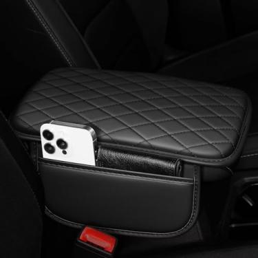 Imagem de YORKNEIC Capa de console central adequada para Ford Escape: Capa de console central com 2 bolsos de armazenamento, capa protetora de couro sintético à prova d'água anti-arranhões para apoio de braço