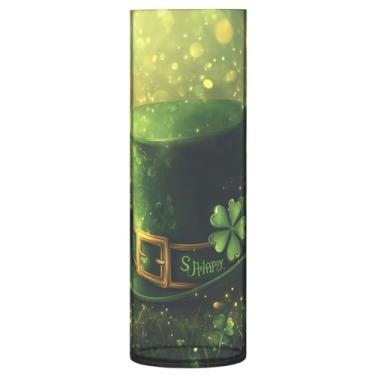 Imagem de JUZIHAI Vaso verde de folhas de trevo para flores 9,9 cm x 30 cm Cilindro de plástico moderno vaso de flores para centro de mesa de casamento decoração de casa