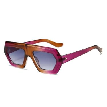 Imagem de HCHES Óculos de Sol Irregulares Estilo Punk Feminino Coloridos Retangulares com Estampa de Leopardo (ROXO)