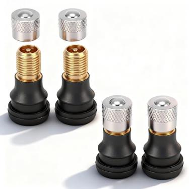 Imagem de GLDYTIMES 4 peças de válvula de pneu sem câmara de válvula de vácuo para Xiaomi Scooter M365 Pro e Ninebot Max G30, equipada com tampa de alumínio