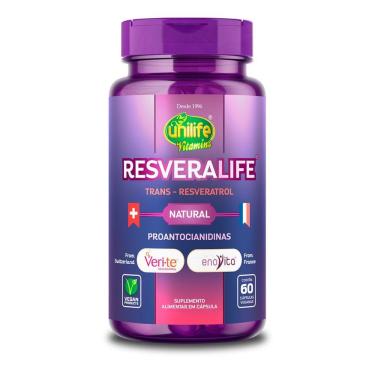 Imagem de Trans Resveratrol Resveralife Unilife 60 Cápsulas