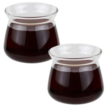 Imagem de EIKS Conjunto de 2 copos de vidro borossilicato, capacidade de 170 g, formato redondo, perfeito para uso em café expresso, café, chá, leite ou café