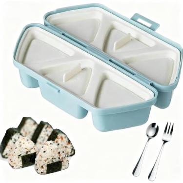 Imagem de DumFurc Molde Onigiri 6 em 1 Triângulo Onigiri Molde Onigiri Uma vez Rapidamente Faça 6 peças Bolas de Arroz Multifuncional Onigiri Maker para Sushi Musubi (Azul)
