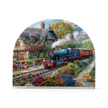 Imagem de Dispensador de guardanapos de viagem da estação de trem do campo, suporte de guardanapo de acrílico para lenços de coquetel, suporte de guardanapo de pé para organizar papel de cozinha