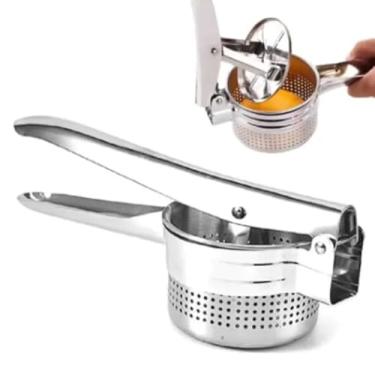 Imagem de Amassador de Batata em Aço Inoxidável, Manual, Prata, 26 × 9 CM, Design Ergonômico, Fácil Limpeza, Versátil para Purê de Batata e Legumes