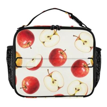 Imagem de Lancheira de maçãs vermelhas em aquarela para mulheres, meninas, lancheira com alça de ombro, masculina, infantil, lancheira para trabalho, escola, animal, floral, bolsa térmica