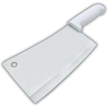 Imagem de Cutelo 8 Polegadas, Aço Inoxidável, Cabo Branco, 33,3cm, 280g, Profissional para Carnes e Legumes