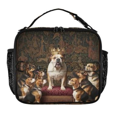 Imagem de Joisal Lancheira fofa King Dogs para mulheres, meninas, lancheira com alça de ombro, masculina, infantil, lancheira para trabalho e adultos, linda bolsa térmica floral