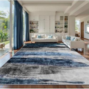 Imagem de Ciicool Tapete abstrato moderno para sala de estar, 25 x 35 cm, lavável à máquina, tapete antiderrapante, tapete contemporâneo de chão de sala de jantar para quarto, escritório, embaixo da mesa