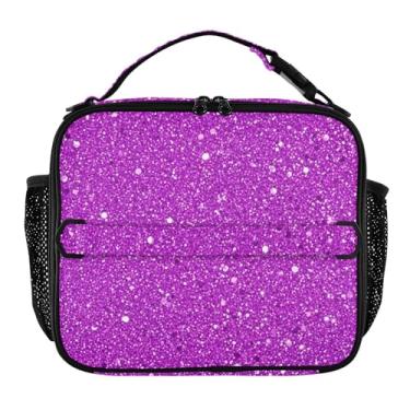 Imagem de Joisal Lancheira roxa com destaques brilhantes para mulheres, meninas, lancheira masculina e infantil, lancheira para trabalho, bolsa térmica térmica para meninos