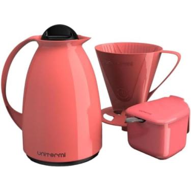 Imagem de Garrafa Termica Café Kit Pratico Açucareiro + Suporte Filtro Cor Rosa