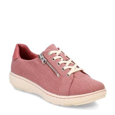 Imagem de Clarks Tênis feminino Caroline Echo Canvas com zíper lateral, Rosa empoeirada, 41