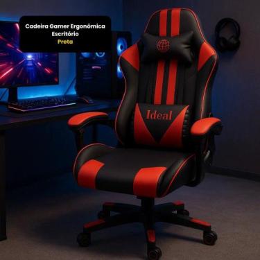 Imagem de Cadeira Gamer Ergonômica Escritório - Preta - IDEAL