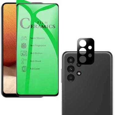 Imagem de Película Lente de Proteção 3D para Galaxy A32 4G, Kit com Película de Cerâmica 9H Anti-Choque e Protetor de Câmera, Transparente