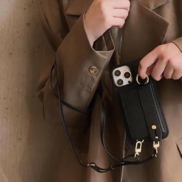 Imagem de IRTGFG Capa tipo carteira com alça de pulso e compartimento para cartão, cordão e capa de couro para iPhone 16 Plus/1