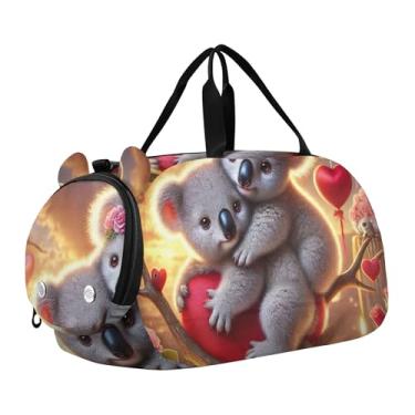 Imagem de Bolsa esportiva para meninos de fim de semana durante a noite, coalas abraçando chocolate, dia dos namorados, meninas, bolsas de viagem para crianças e danças, Coalas românticas, amor dos namorados