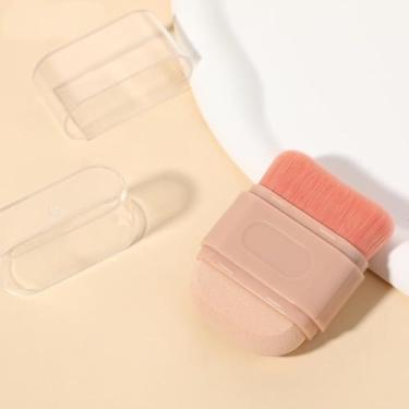 Imagem de 1 pincel profissional de maquiagem para base, pincel de contorno superior ondulado de ponta dupla para beleza creme corretivo em pó líquido