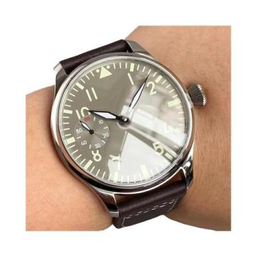 Imagem de Relógio Mecânico Retro Masculino 44mm Preto E Branco Com Corda Manual 