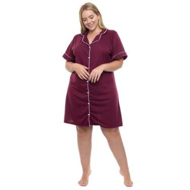 Imagem de Camisola Americana Curta Vermelho Sepie 810 Plus Size, Vinho, G3