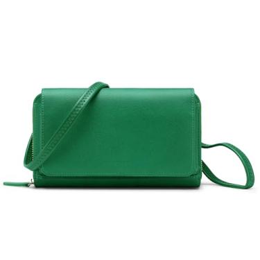 Imagem de RONSIN Bolsa transversal para mulheres carteiras de pulso com cartão RFID pequenas bolsas clutch com 2 alças, 09 - Verde, Small