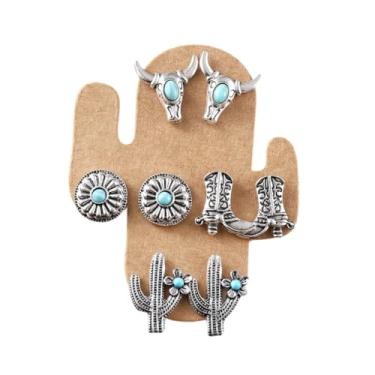 Imagem de Brincos femininos boêmios de caubói ocidentais bonitos chapéu de cowboy turquesa brincos de festa de concerto country joias, Zinco, Sem pedra preciosa