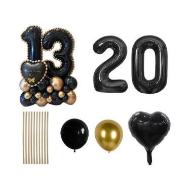 Imagem de Conjunto De Balões De Alumínio Em Forma De Coração Preto Para Decoraçã