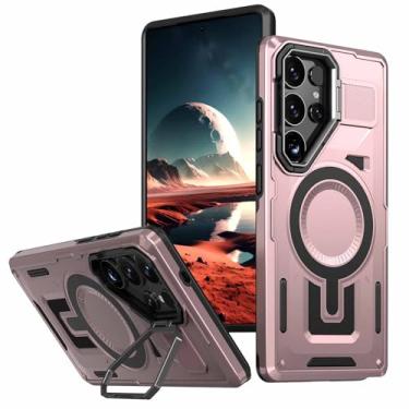 Imagem de Capa magnética para Samsung Galaxy S25/S25 Plus/S25 Ultra, capa à prova de choque de grau militar com capa de suporte de proteção de lente de metal