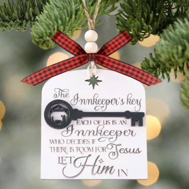 Imagem de Enfeites para pendurar chaves de hospedaria multicamadas, enfeites decorativos de árvore de Natal, presentes de presépio para cristãos