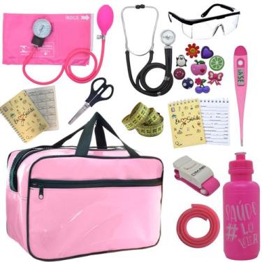 Imagem de Kit Bolsa Aparelho de Pressão Esfigmomanômetro Esteto Incoterm, ROSA B