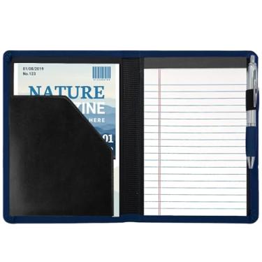 Imagem de Gorbado Mini Padfolio/Junior Portfolio Folder Case, Business A5 fichário organizador bloco de notas para homens e mulheres, 12 x 20 cm incluído. Azul marinho.