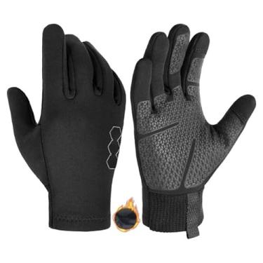 Imagem de Luvas de corrida leves para homens e mulheres, luvas térmicas quentes e sensíveis ao toque com forro de lã (preto escuro, pequeno)