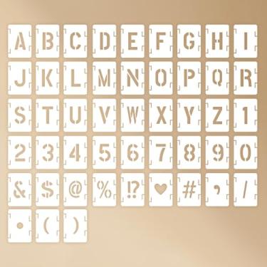 Imagem de 48 peças de estêncil de pintura de letras, estênceis de alfabeto reutilizáveis de 20 cm, números, símbolos, estêncil para pintura em madeira, rochas, tela, tecido, cerâmica, projetos de arte de