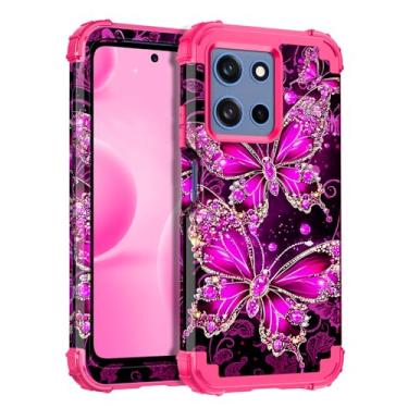 Imagem de Hekodonk Capa para Moto G 5G 2025, brilha no escuro, três camadas, resistente, proteção à prova de choque, plástico rígido + silicone macio, capa protetora contra quedas de corpo inteiro para Moto G