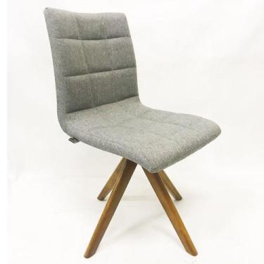 Imagem de Cadeira de Jantar Jaque com gomos Linho Grafite base madeira maciça - 