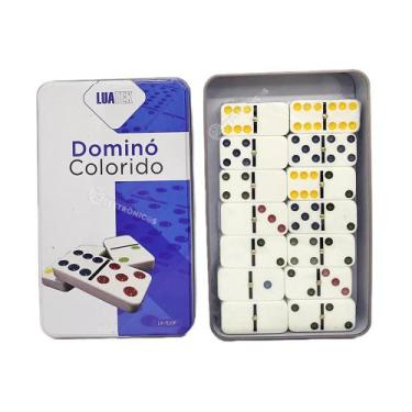 Imagem de Domino Profissional Com Estojo Em Lata 28 Peças Coloridas LK510F - Lua