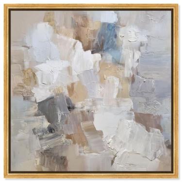 Imagem de Decoração de parede abstrata com impressão em tela da costa desbotada por Art Remedy, moldura dourada, 76 x 76 cm