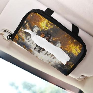 Imagem de SEHANY Suporte de lenços de carro Majestic Horse, caixa de lenços para carro, viseira solar, porta-guardanapos retangular, dispensador de máscara de carro, caixa de lenços de papel para automóveis