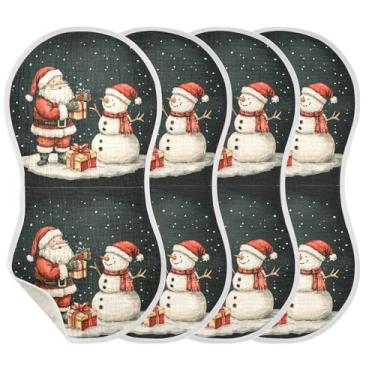 Imagem de Wassud Panos de musselina para bebê Papai Noel e boneco de neve pacote com 2 toalhas de rosto de algodão absorventes e panos macios para arrotos para meninos e meninas recém-nascidos