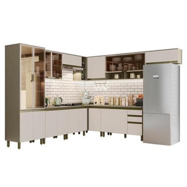 Imagem de Cozinha Completa de Canto 10 Peças Connect com Cristaleira e Aéreo Vid
