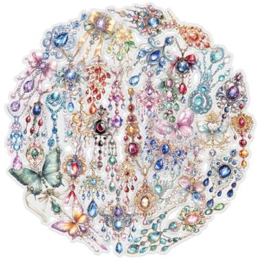Imagem de Adesivo de joia de cristal transparente à prova d'água de 50 peças - colares e brincos de pedras preciosas vintage, lindos decalques de borboleta para álbuns, artesanato artístico e decoração de