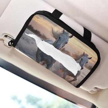 Imagem de SEHANY Suporte de lenços de carro Majestic Horse, caixa de lenços para carro, viseira solar, porta-guardanapos retangular, dispensador de máscara de carro, caixa de lenços de papel para automóveis