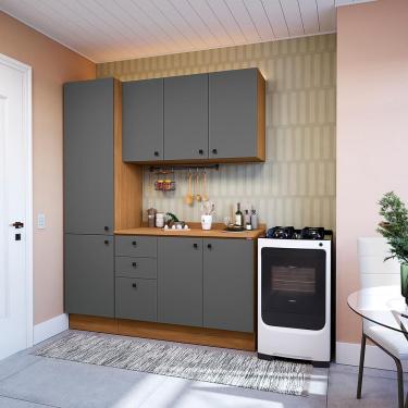 Imagem de Armário De Cozinha Compacta 170cm Canela/cinza Sagrado Pixel Kappesberg